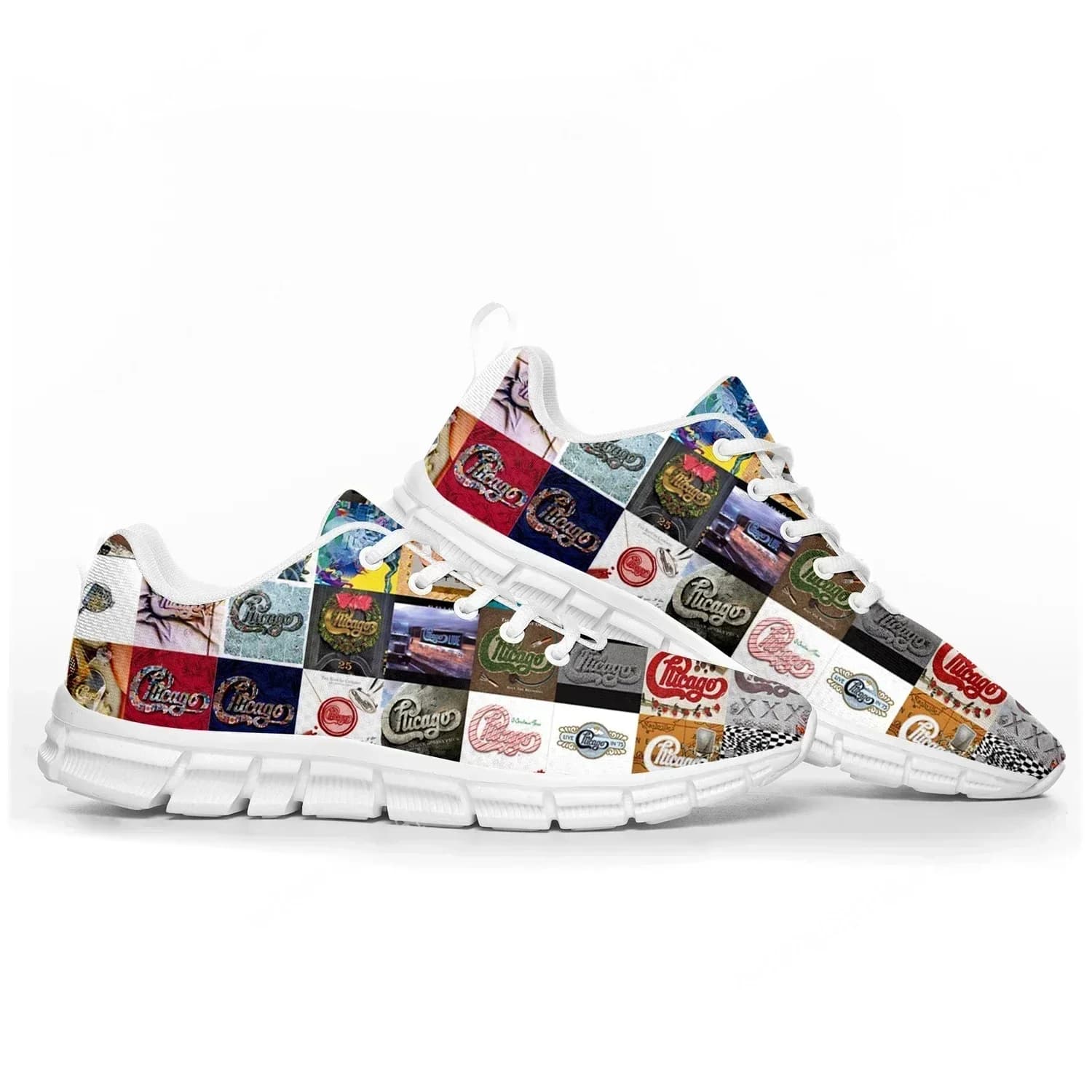 Scarpe sportive Chicago Band Rock Band, sneakers da uomo e da donna, scarpe casual personalizzate per coppie, bianche