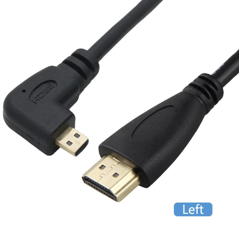 HDMI compatible micro HDMI cable V1.4 male to HDTV Micro HD right left angle cable from 90 degrees 1080p for HDTV PS3 XBOX 3D LCD