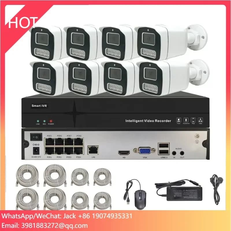 Produttore 5mp 4k 8mp 4 8 16 canali HD AI Ip Poe Nvr Kit sistema di sorveglianza CCTV per telecamera di sicurezza esterna domestica con telecamera