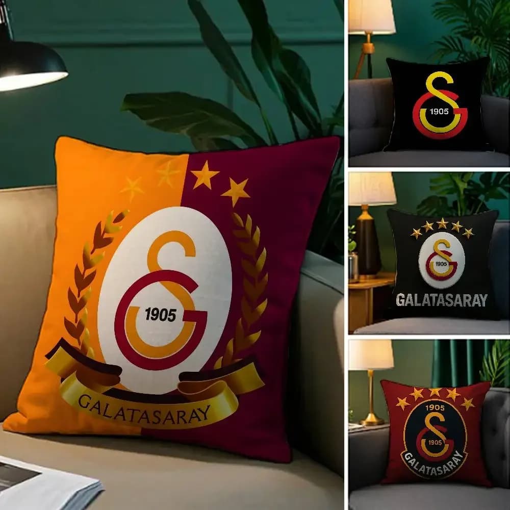 Club Logo Football G-GalatasarayS Federa per cuscino Federa anti-polvere Cerniera invisibile Fodera per cuscino per divano in peluche corto setoso