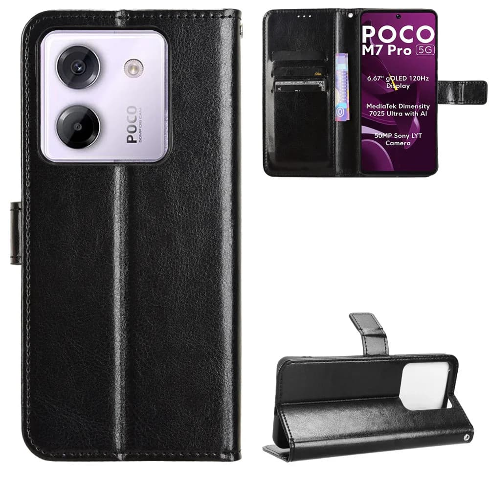Per Xiaomi Poco M7 Pro 5G Custodia di lusso Flip PU Portafoglio in pelle Cordino Custodia per Xiaomi Poco M7Pro 5G Borsa per telefono