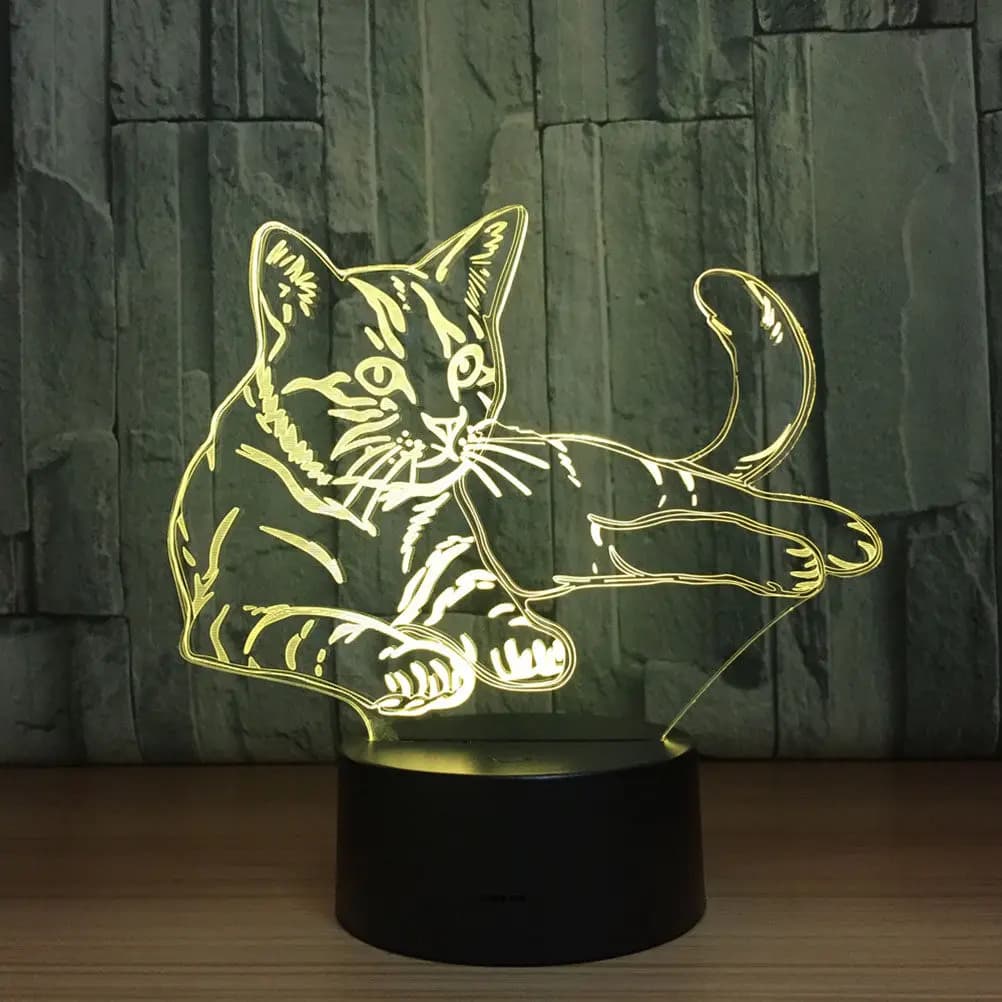 Lampada Notturna a Forma di Gatto, Luce Decorativa da Tavolo per Camera da Letto