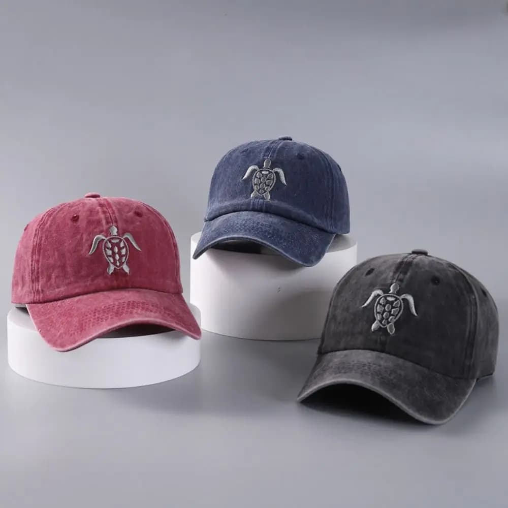 Cotton Turtle Baseball Cap Adjustable Casquette Style Tortoise Embroidery Baseball Cap UV Protection Turtle Embroidery Sun Hat