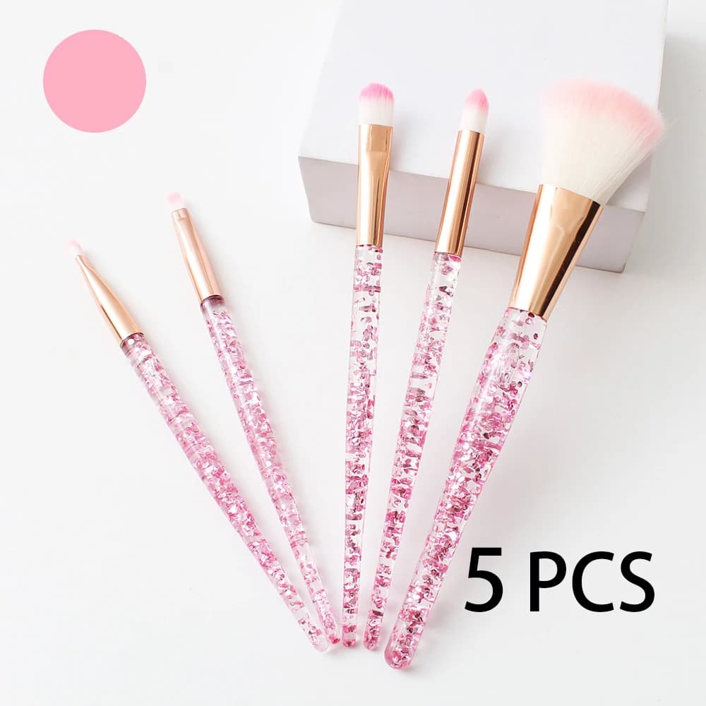 Set di pennelli per trucco professionale da 5 pezzi compatibili con ombretti, sopracciglia - Setole in nylon