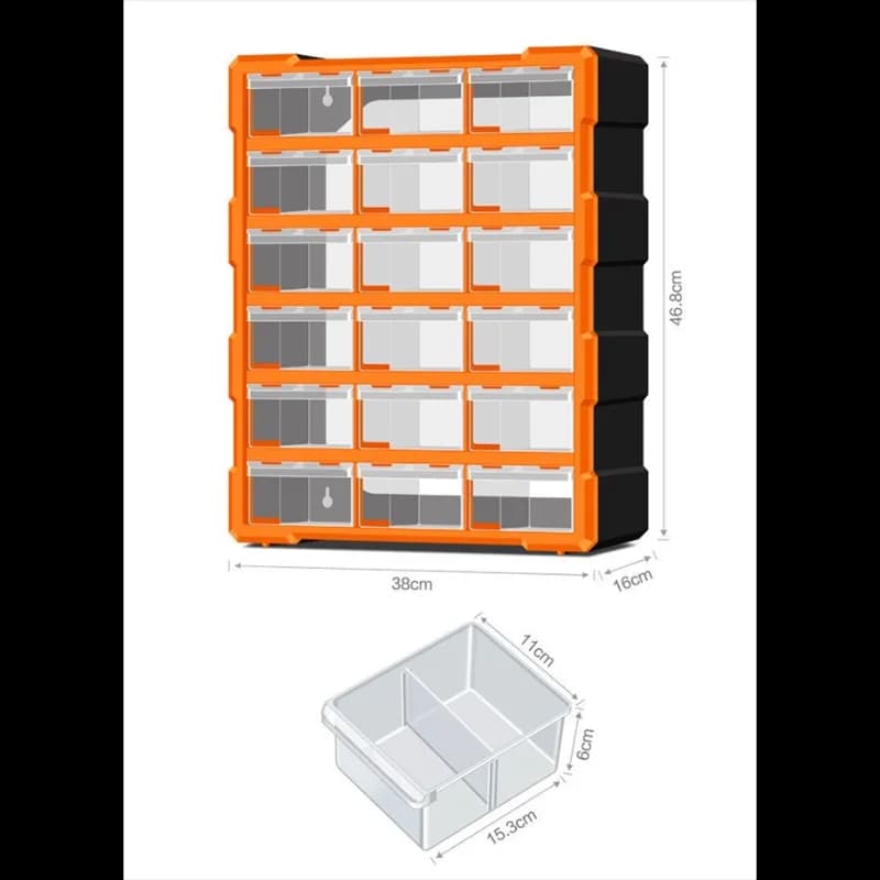 LEADLOONG 18 Griglie Parti scatola di immagazzinaggio accessori materiali Scatola per viti parti armadio cassetto cassetta degli attrezzi classificazione dei componenti