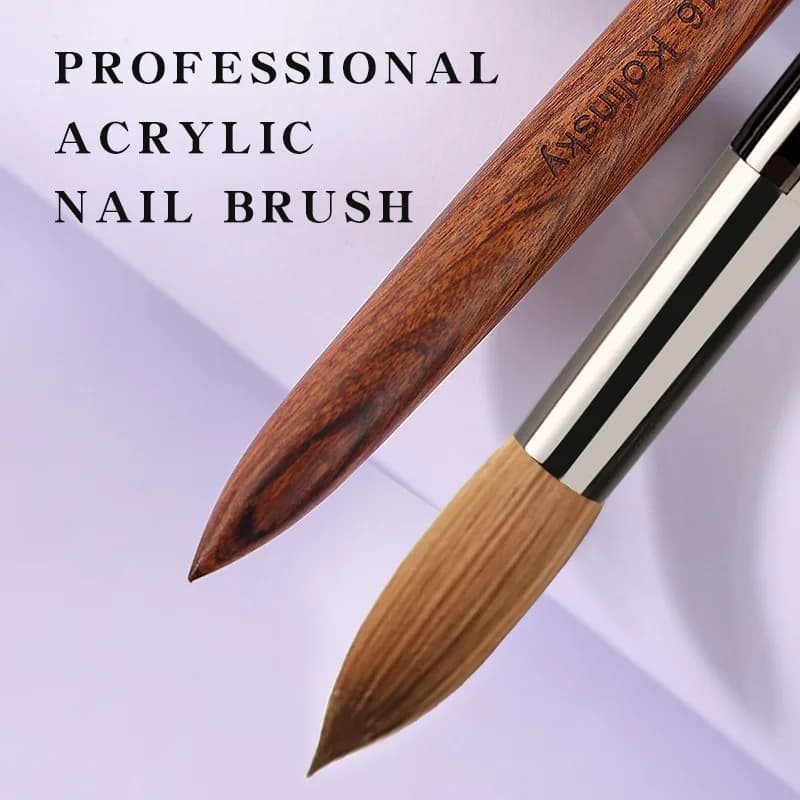 1PC pennello acrilico per unghie Kolinsky Sable pennello acrilico gel UV penna per intaglio pennello polvere liquida disegno per unghie fai da te