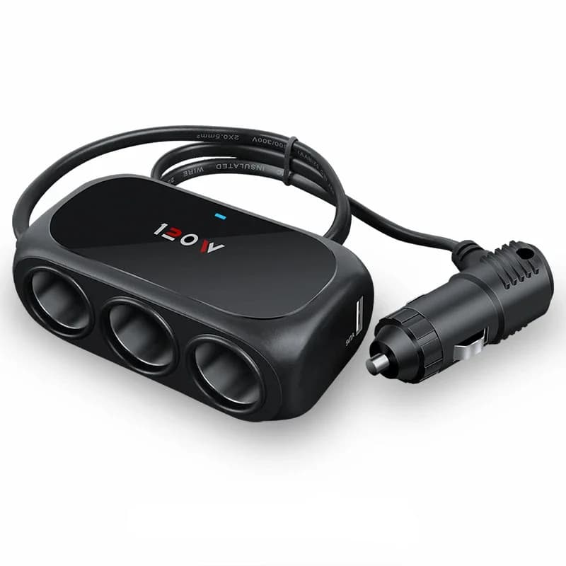 120W 3 in 1 Dual USB Car Lighter Adapter Adapte 12V 24V Splitter LED Fast Charger Adapter for IPhone GPS Dashcam