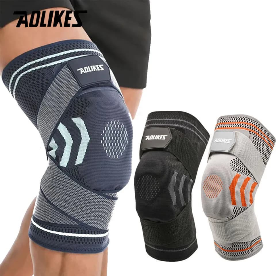 AOLIKES ginocchiere con Gel di Silicone Patella Compress Sleeve supporto a molla proteggi stabilizzatore per l'artrite Sport ACL Recovery
