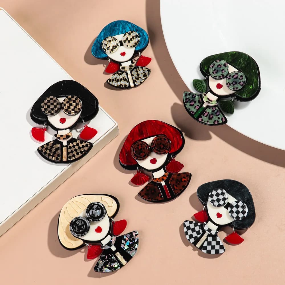Fashion Style Women's Fashion Style Acrylic Girl's Shape With Sunglasses, Nice and Elegant, Clothing Jewelry Accessories