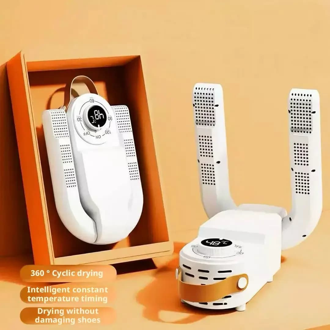 Asciugascarpe Portatile Pieghevole, Scaldascarpe Domestico con Timer, Controllo Temperatura Multifunzionale, Deodorizzazione e Sterilizzazione