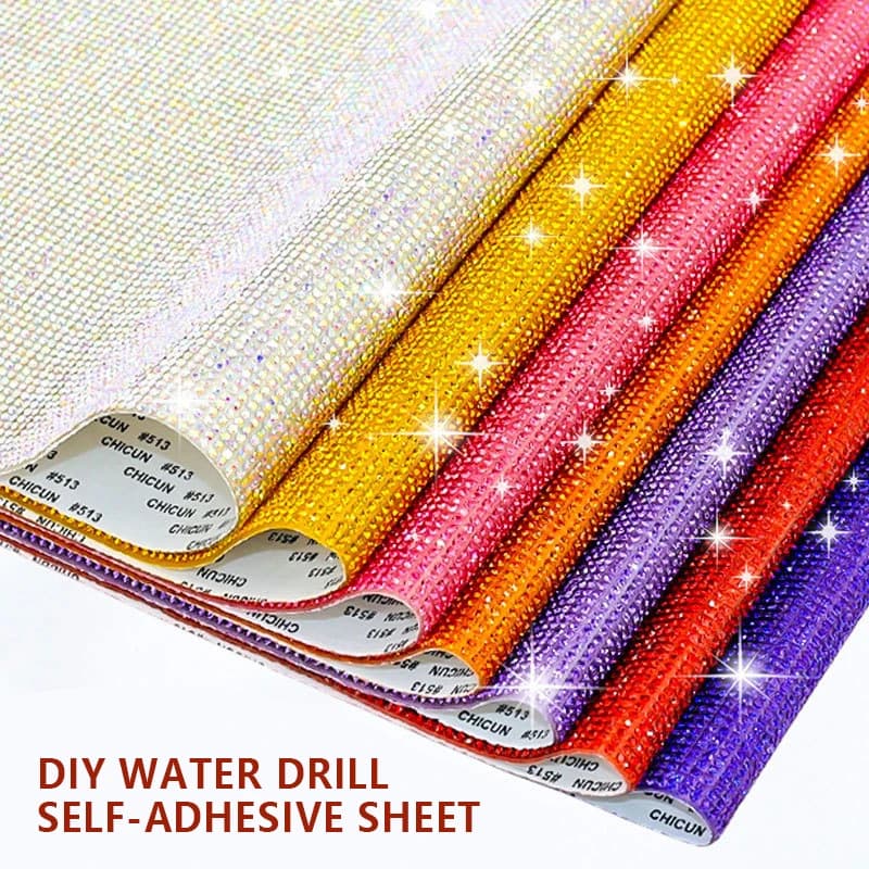 DIY Rhinestone Sheet Self Adhesive Rhinestone Trim Luxurious Crystal Sheet Stickers for PC Phone Case Shoes Car Decoration