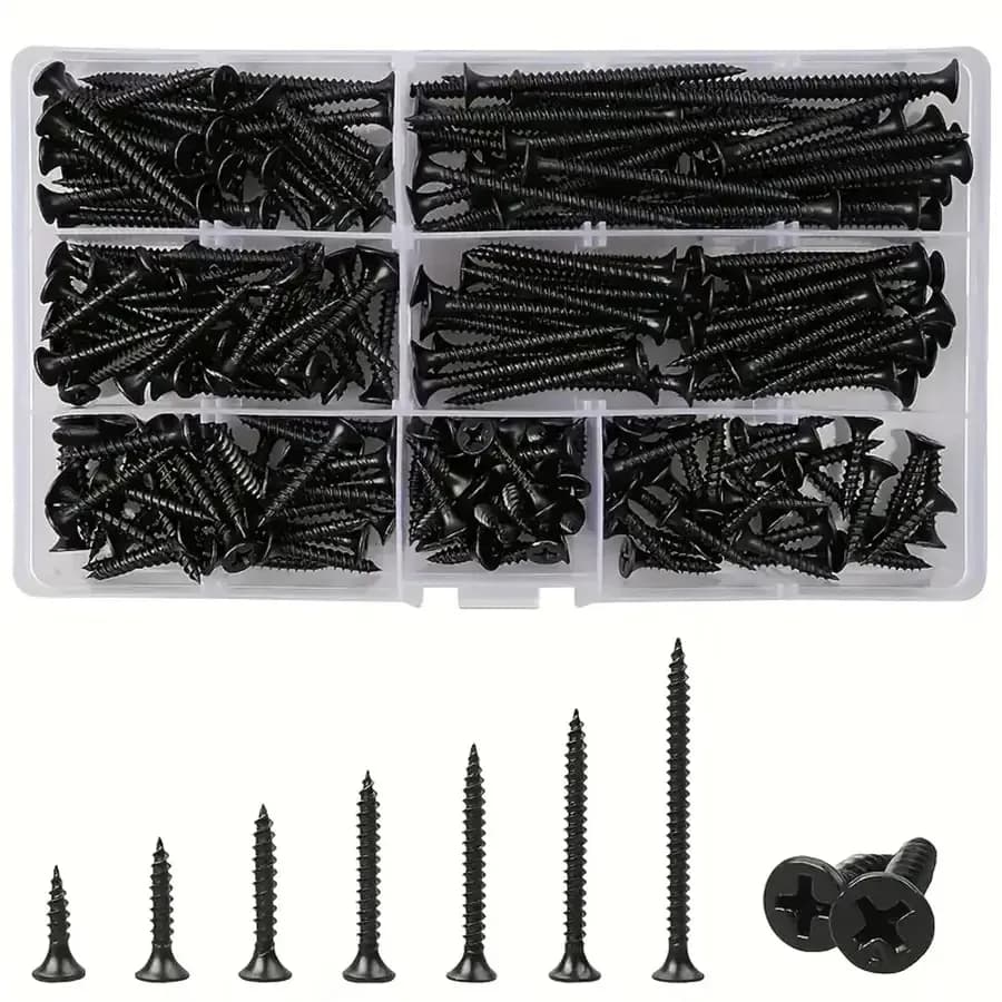 105/230pcs Box M3.5black Cross Countersunk Head Self Tapping Screw Set, High-strength Self Tapping Screw, Gypsum Board Screw