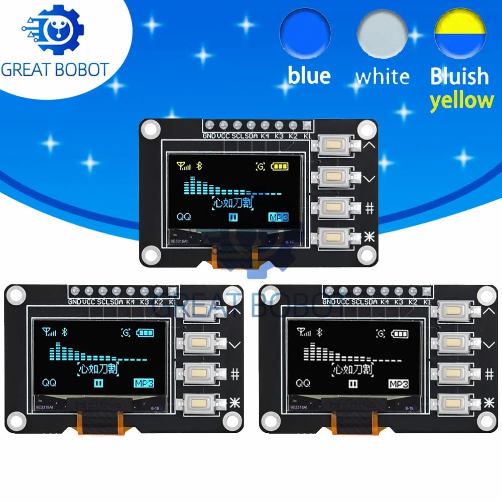 1 ~ 2 pcs 0.96 inch OLED IIC White/Blue/Blu 12864 OLED Display with 4x4 I2C SSD1315 LCD Screen Card for Arduino