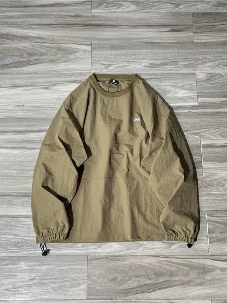 Outdoor Casual Loose Fit round Neck Sweatshirt Windproof Waterproof DWR Men's Autumn Versatile Hoodie Comfortable Overhead Top