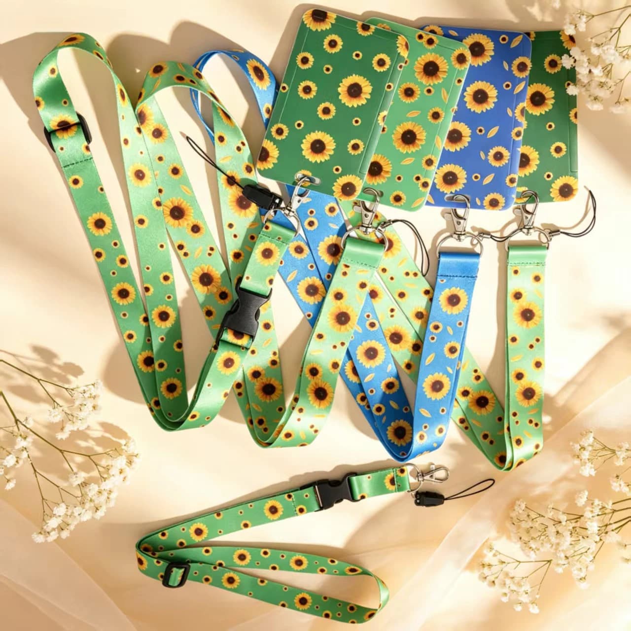 Hidden Disabilities Gerberas Lanyard Id Badge Holder Flower Keychain ID Card Pass Gym Mobile Badge Holder Key Holder Key Rings
