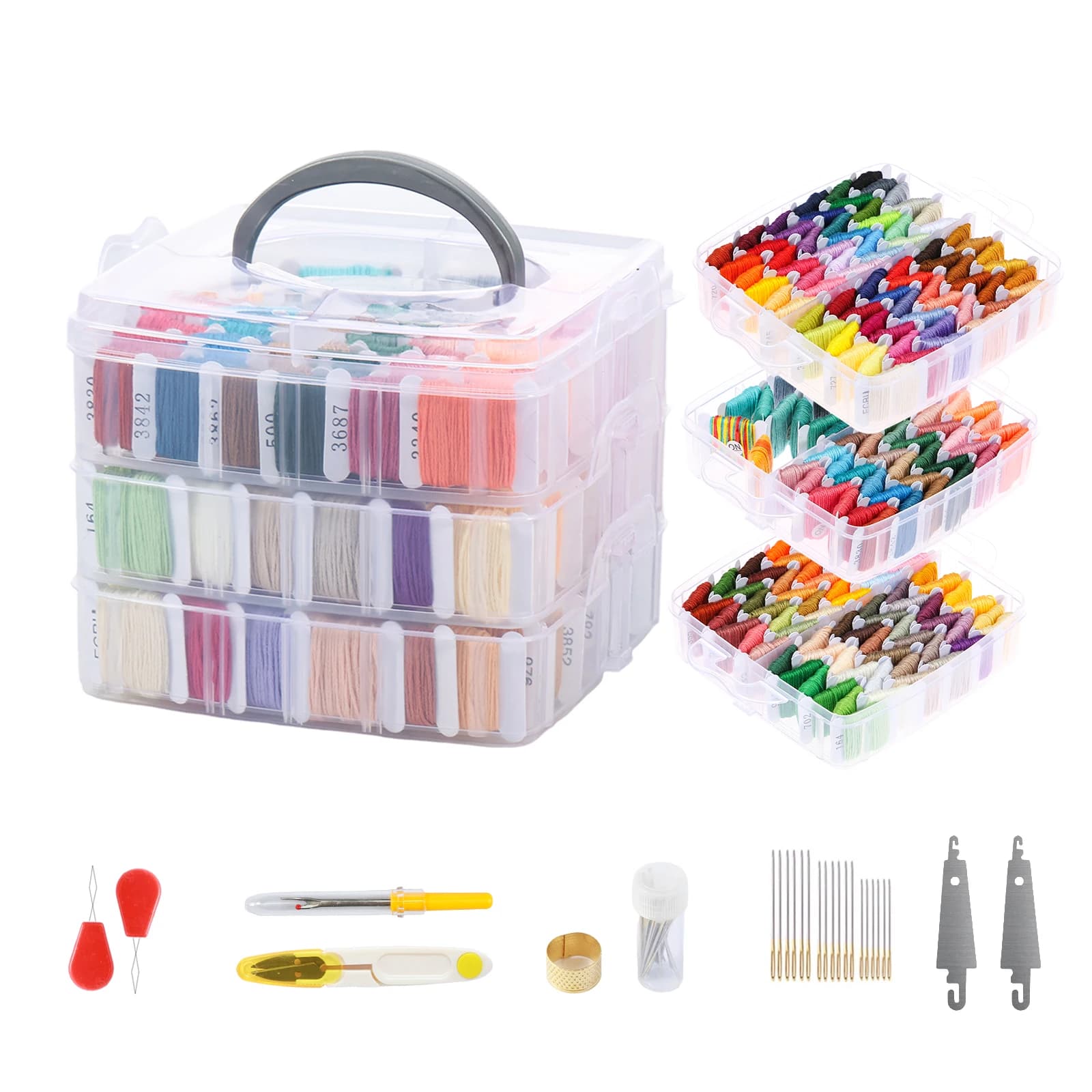 Kit filo da ricamo Kit filo da ricamo multifunzionale Kit filo interdentale 3 strati Kit punto croce ricamo 200 colori Amicizia