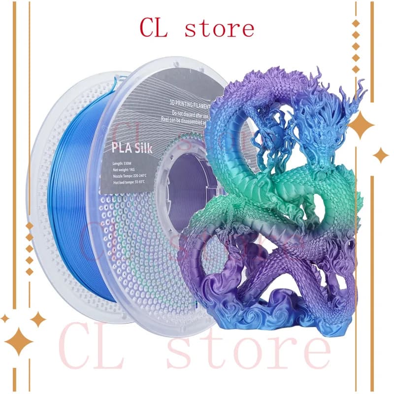 Silk Filament PLA 1.75 mm non-taxing, 3D printer filament brilliant, 1 kg coil (2.2 pounds), dimensional accuracy +/- 0.02 m