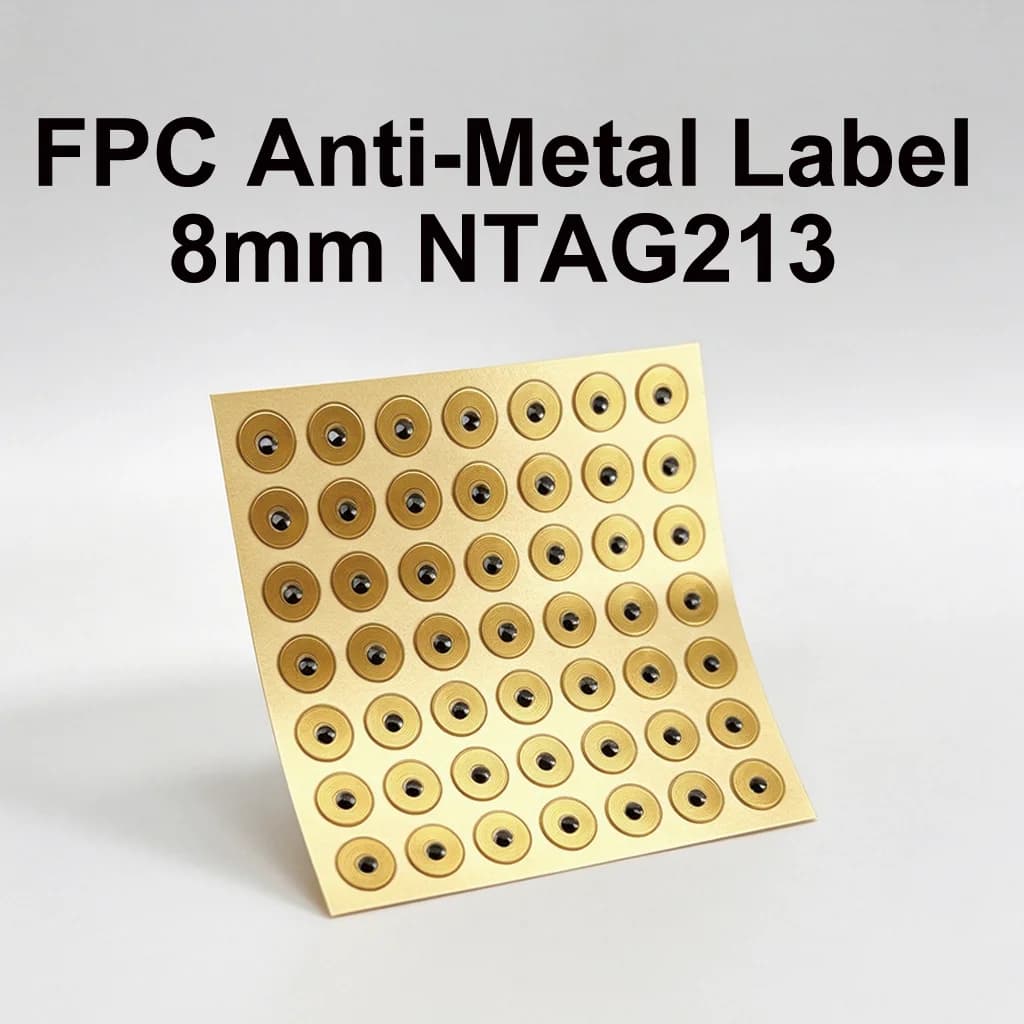 8mm Round FPC NFC Tag NTAG213 13.56MHz Programmable Rewritable NFC Sticker for Jewelry Product Authentication Asset Tracking