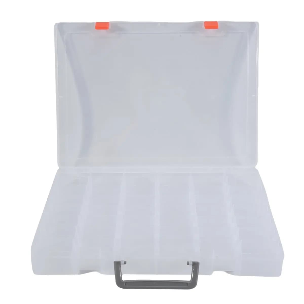 BHBL Large Plastic Organizer Box with 48 Adjustable Parts and Dividers, Craftsmanship Box, Equipment Organizer, Transparent
