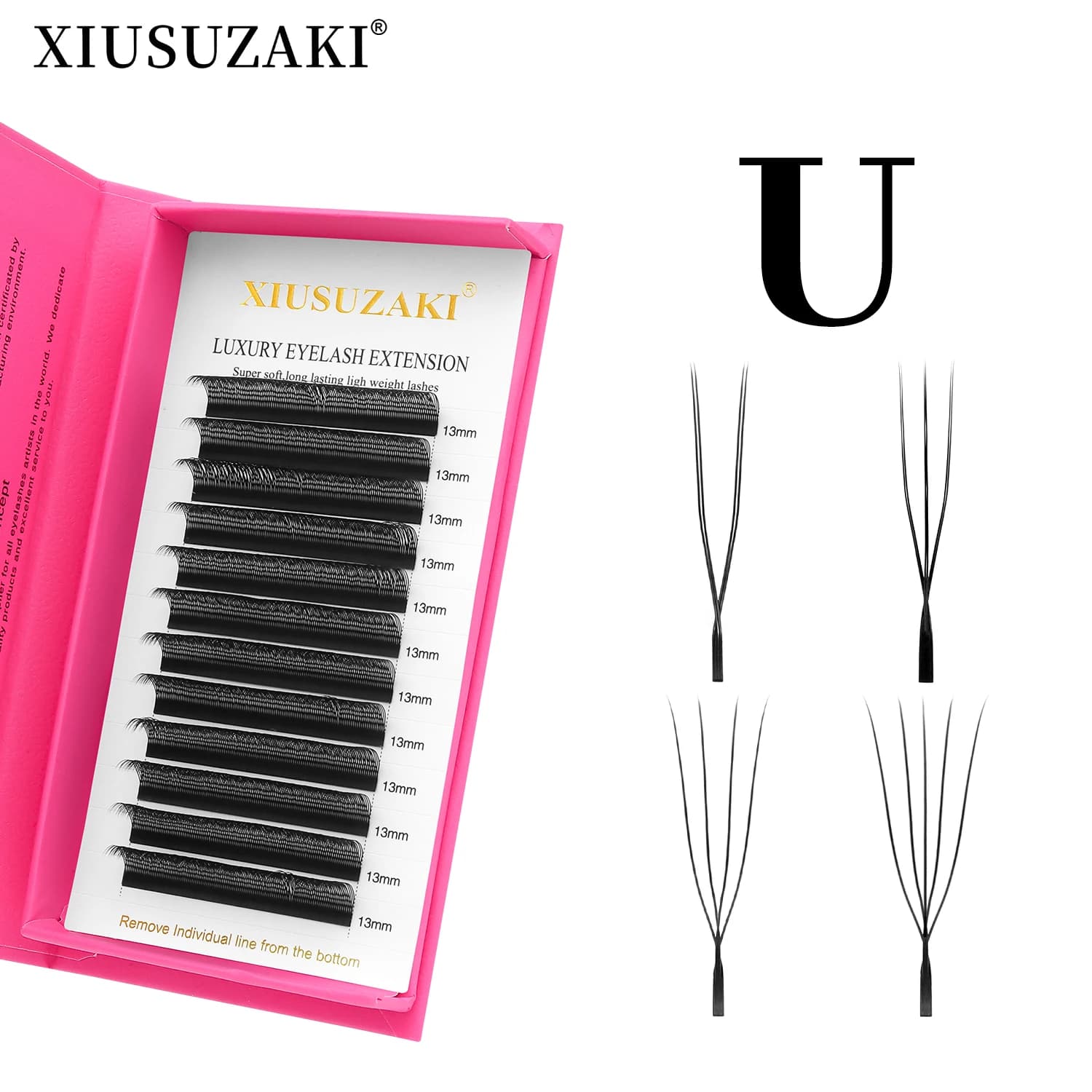 XIUSUZAKI U-Shaped YY 3D 4D 5D Eyelash Extensions New Style U 2D YY Lashes Extension Mink Premade Volume Fans False Eyelashes