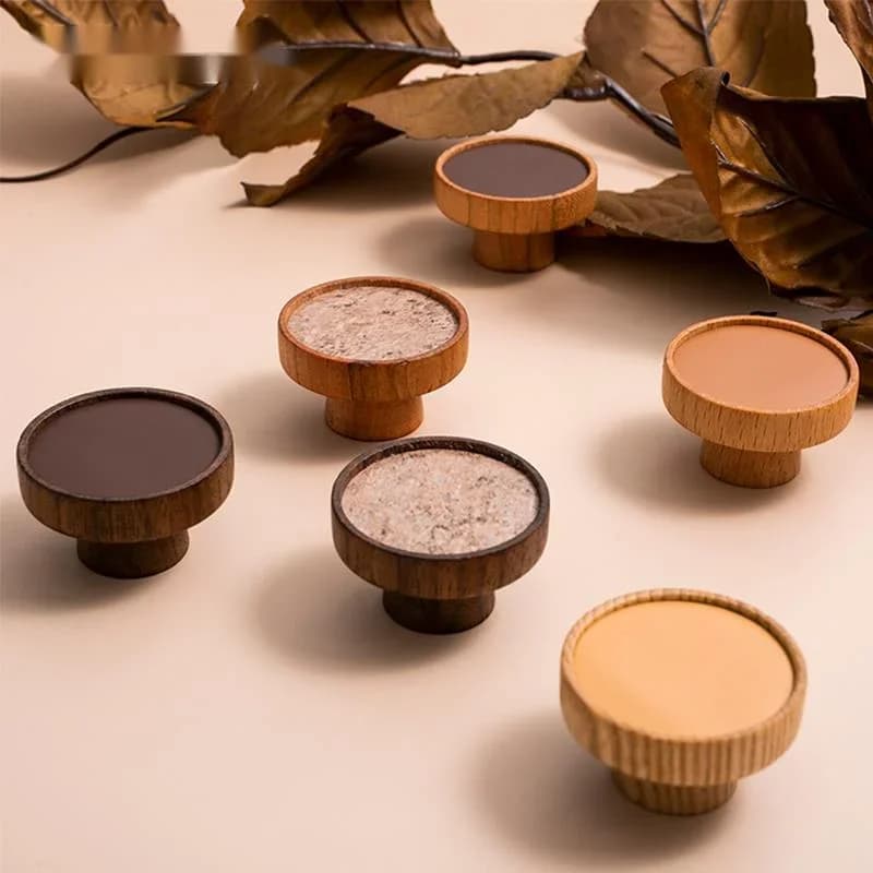 Tinyhob Maniglie per mobili in pelle + legno Manopole per cassetti guardaroba nordico Manopole per cassetti dell'armadio Manopola rotonda per camera dei bambini