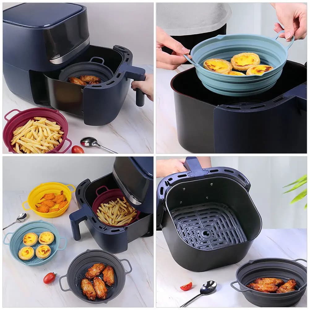 2 pieces silicone coating for air fryer, reusable non-stick mat for air frying accessories, cooking utensils.