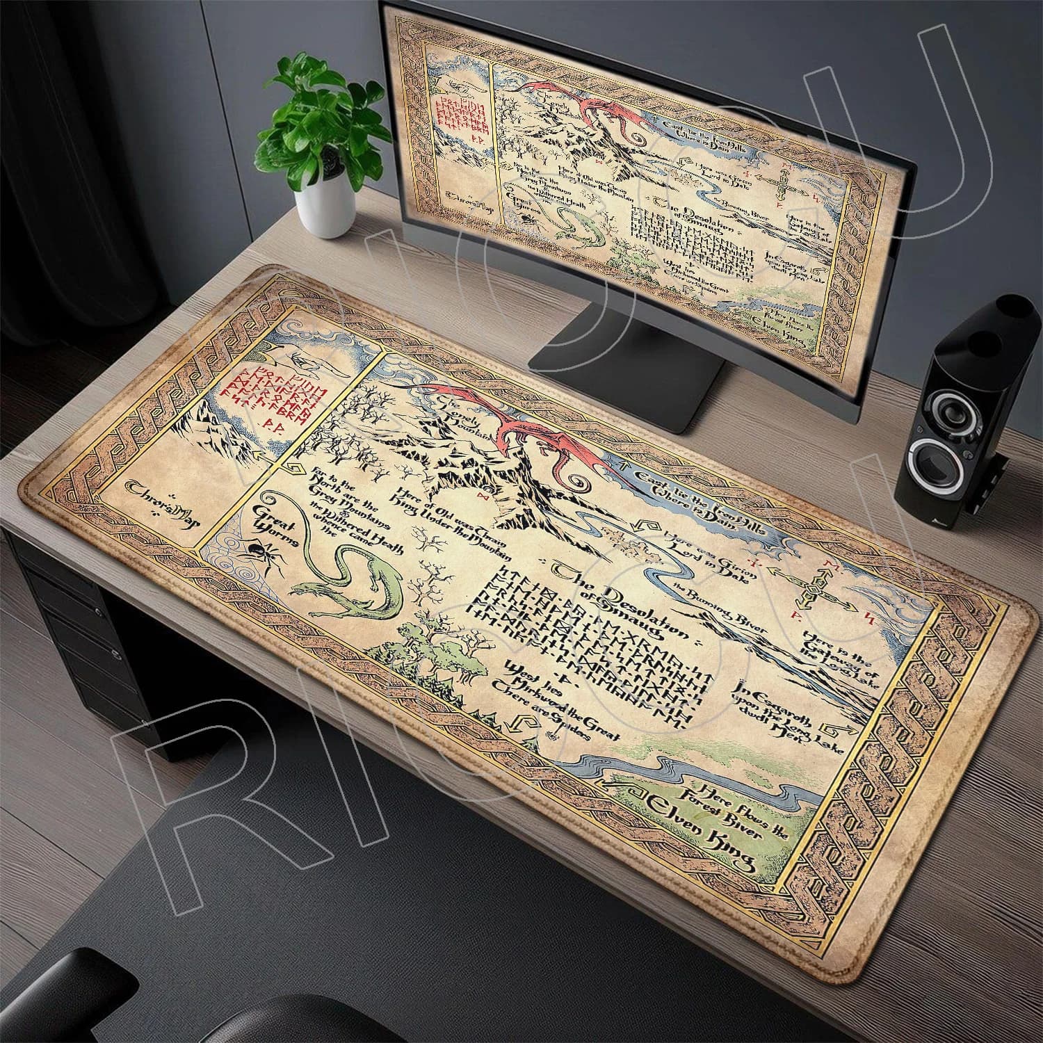 Carpet for Mouse XXL Great The Lord of the Rings with HD Rubber Printing 800x400mm for Gaming