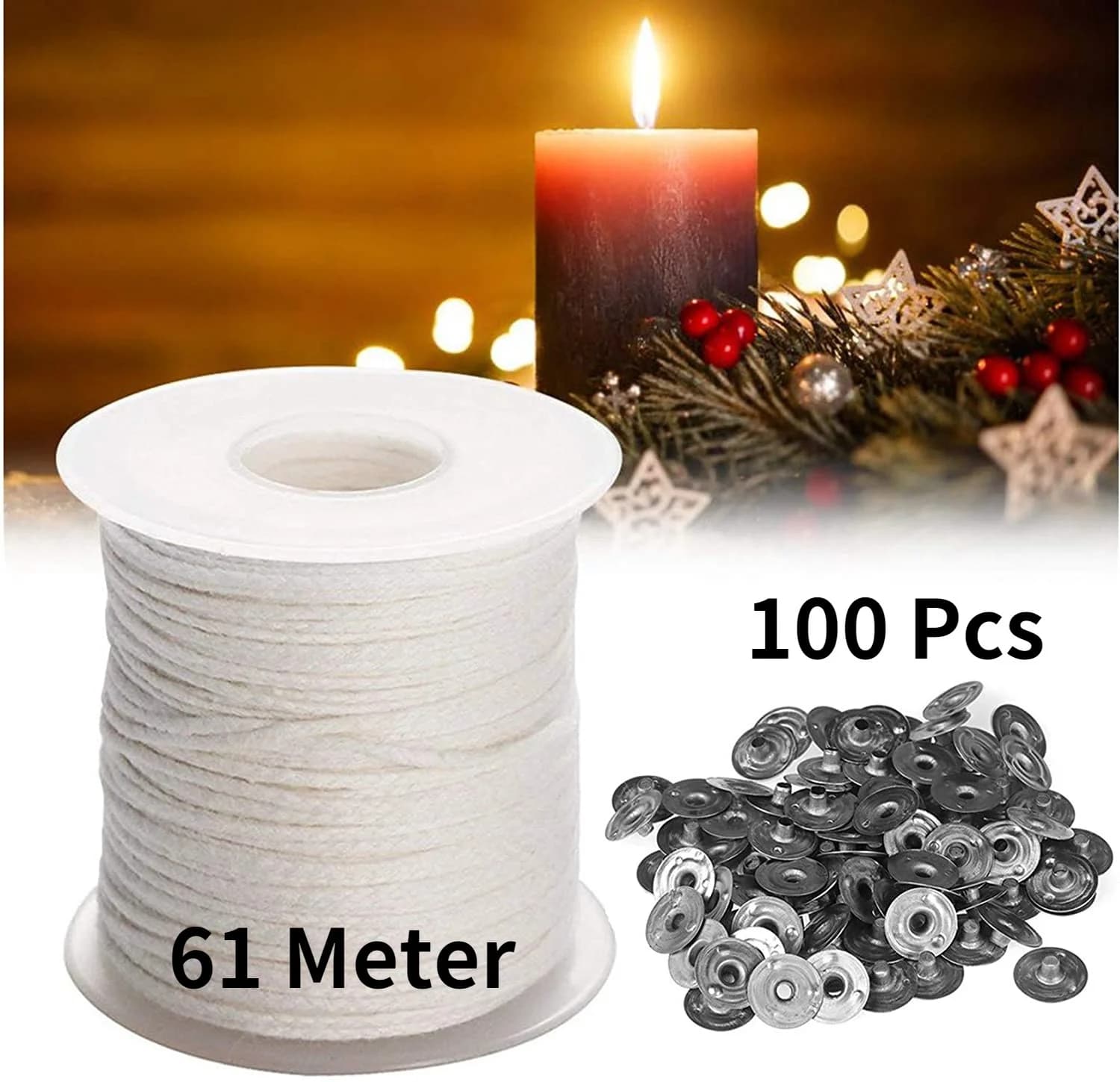 DIY Wax Core 61 M Long Cotton Woven Candle Lamp Wick Accessories Candles Lamp Wick Making Kit Candle Lamp Wick