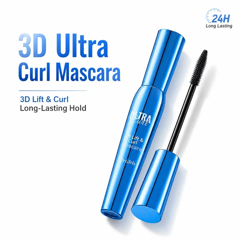 LifeGirls Mascara 3D Volumizzante e Allungante Impermeabile, Anti-Grumi, Anti-Sbavature, Lunga Durata, Nero, per Trucco Occhi e Ciglia