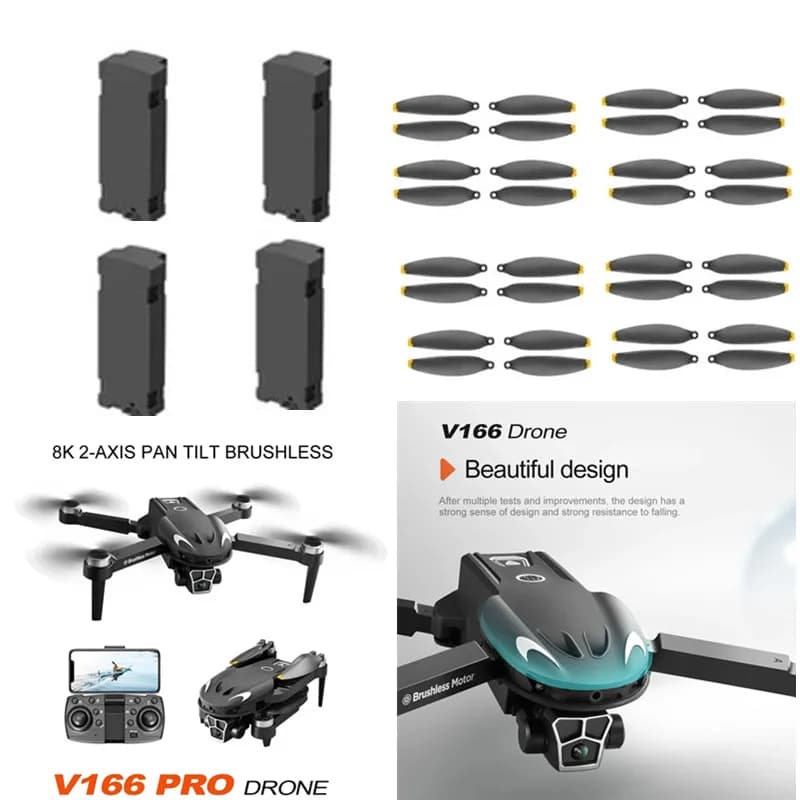Batteria per Drone V166 3.7V 1800mAh / Eliche Accessori Originali per Drone RC V166 Batteria e Pale per Drone RC V166 Giocattolo