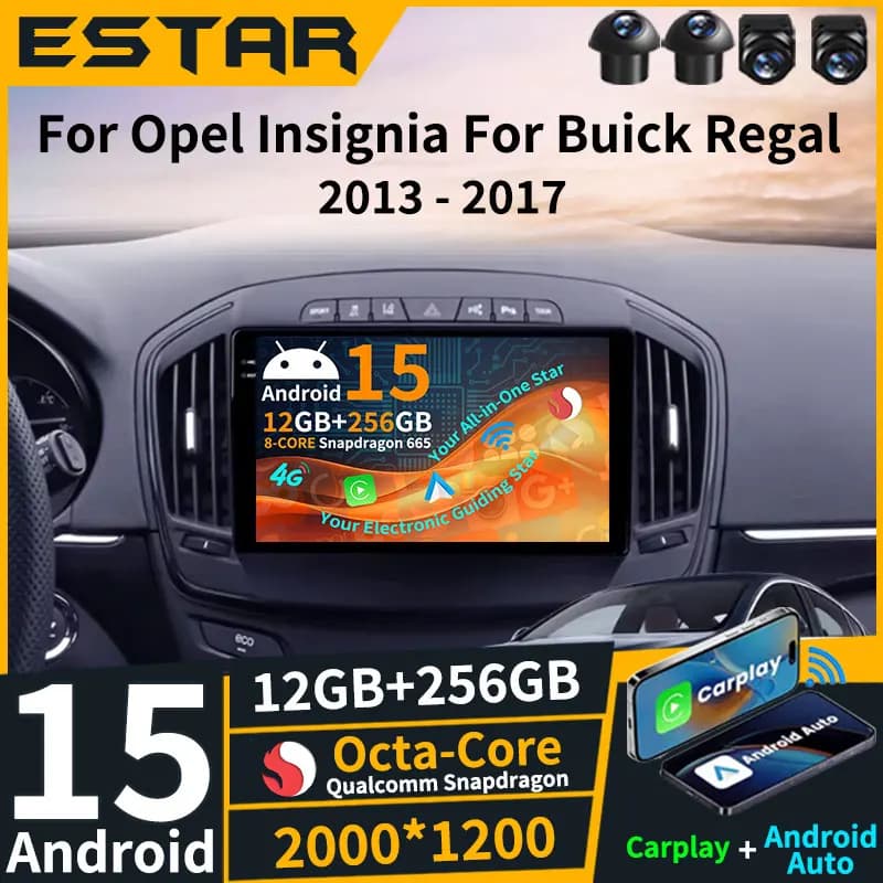 Wireless Carplay Android 15 Per Buick Regal Per Opel Insignia 2013-2017 Lettore Video 2K QLED Multimedia Audio di Navigazione 5G WiFi