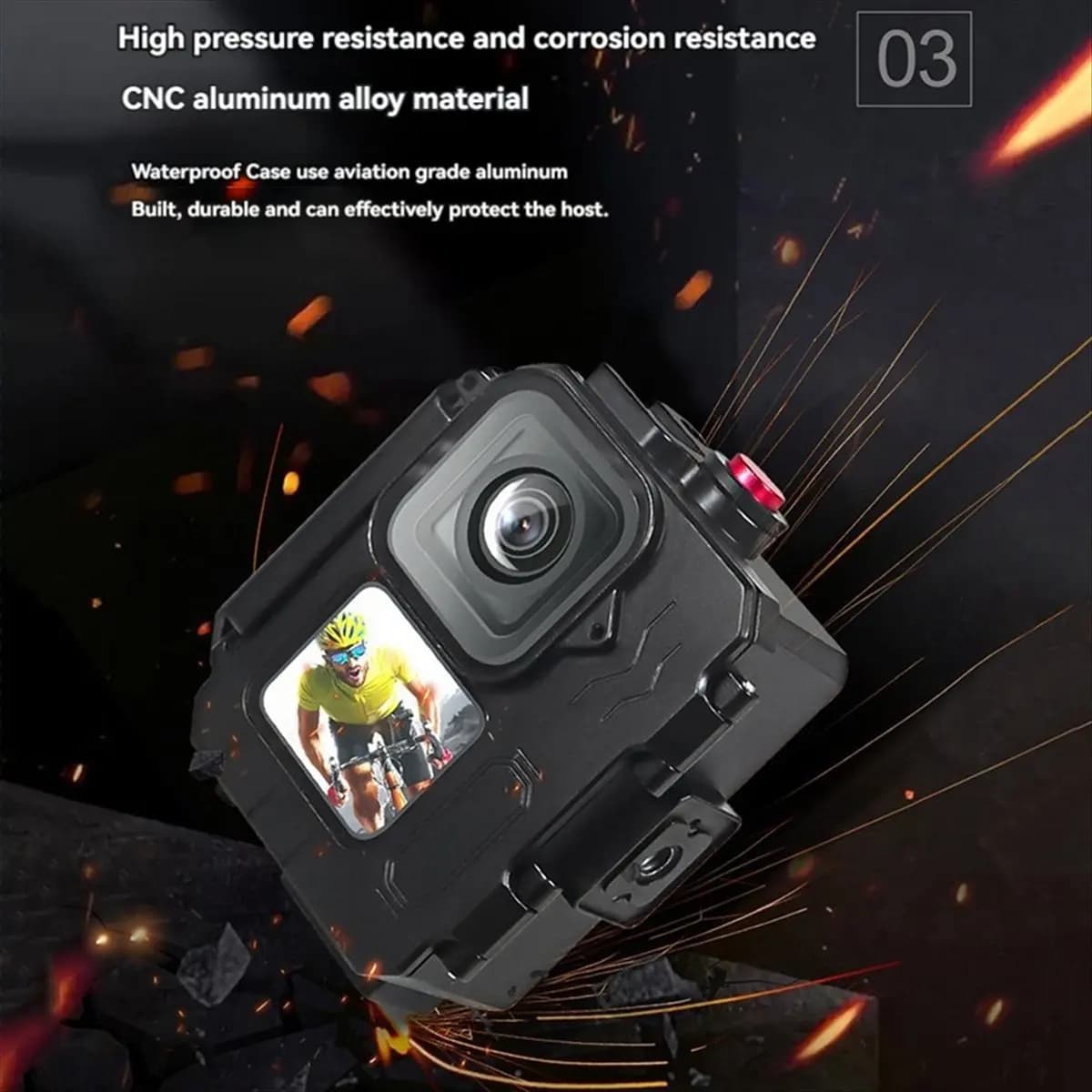 AT42 80M Waterproof Case for GoPro12/11/10 Action Camera Deep Diving Action Camera Protective Frame Case for A