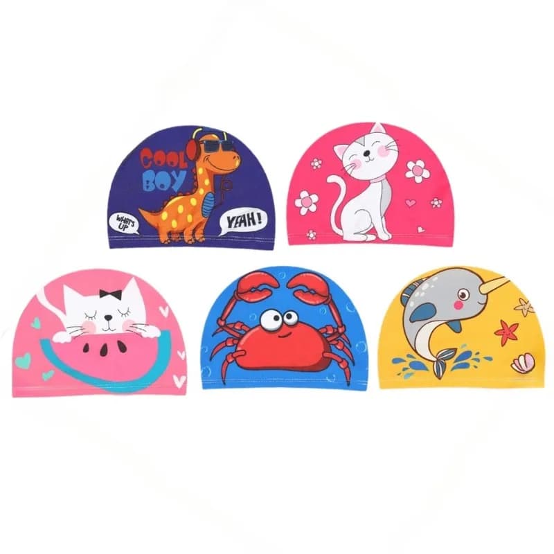 Swim cap Cartoon Kawaii for children Swimming head with ear protection, cute dolphin, elephant, cat