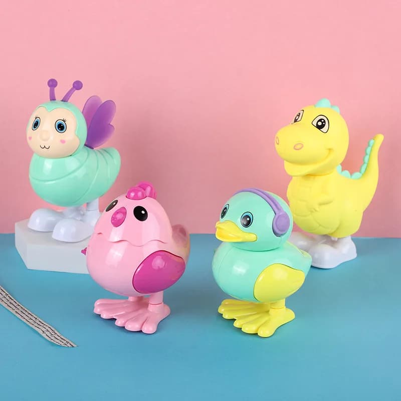 1Pc Kids Cute Classic Wind-up Animal Toys Funny Clockwork Chick Duck Dinosaur Bee Jumping Toy Kids Clockwork Toys Gifts