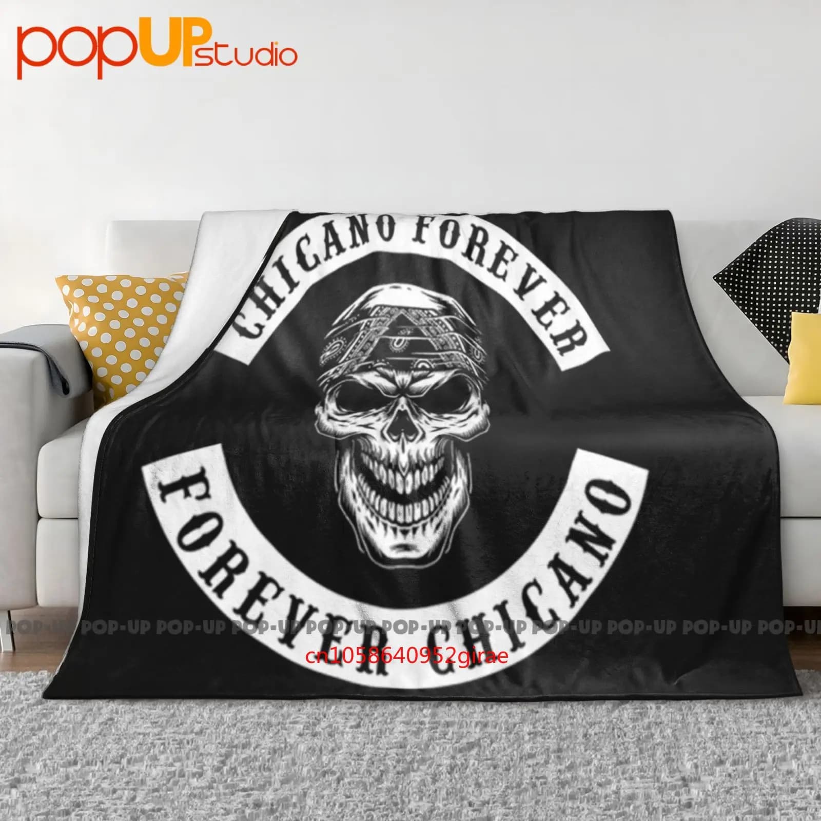 Chicano Skull With Bandana Biker Style Rocker Ultra-Soft Blanket Quilt Winter Sofa Cover Bed Covers