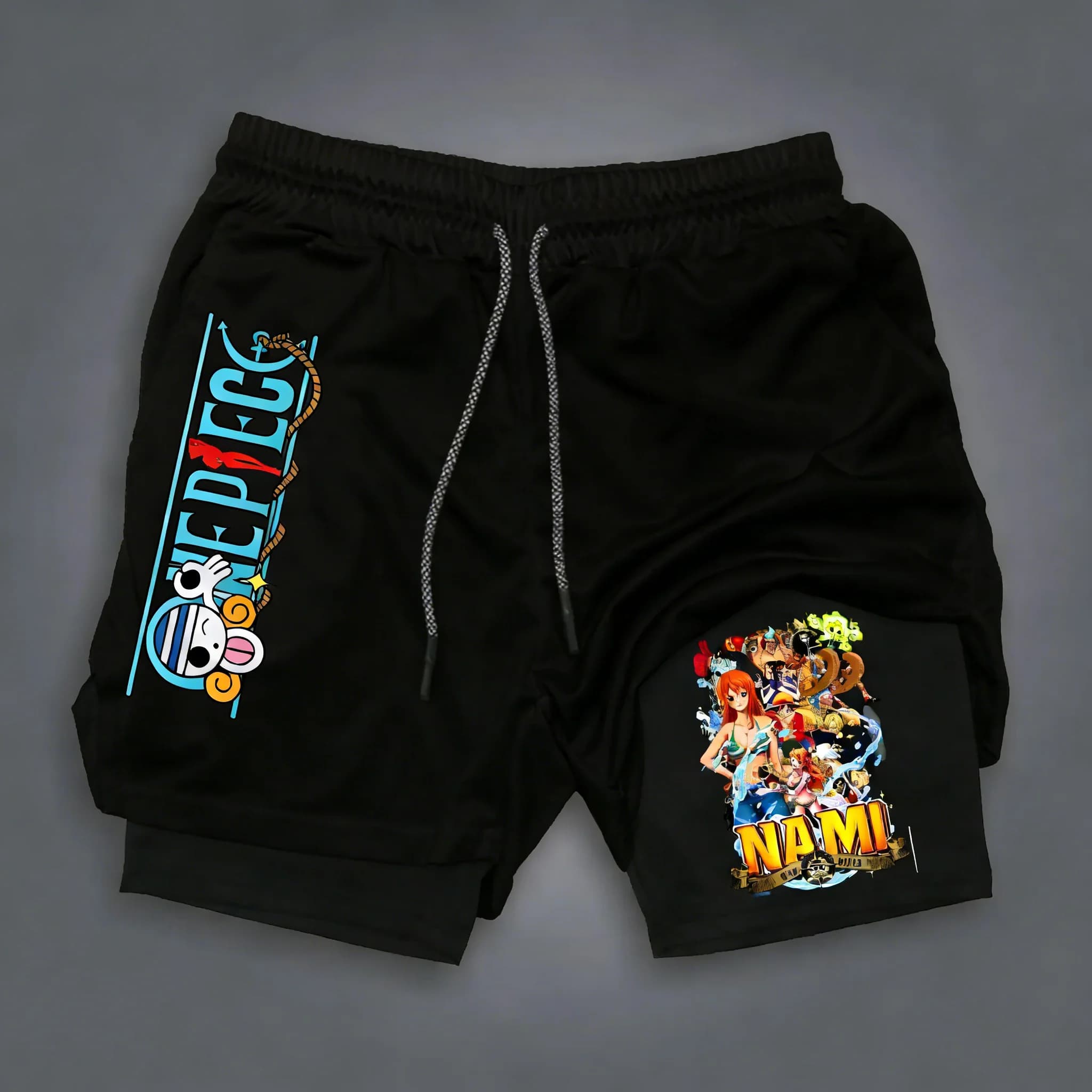 Pantaloncini Sportivi ONE PIECE Anime Nami 2026 Unisex Estivi da Tennis e Nuoto Traspiranti ad Asciugatura Rapida 2-in-1 a Doppio Strato