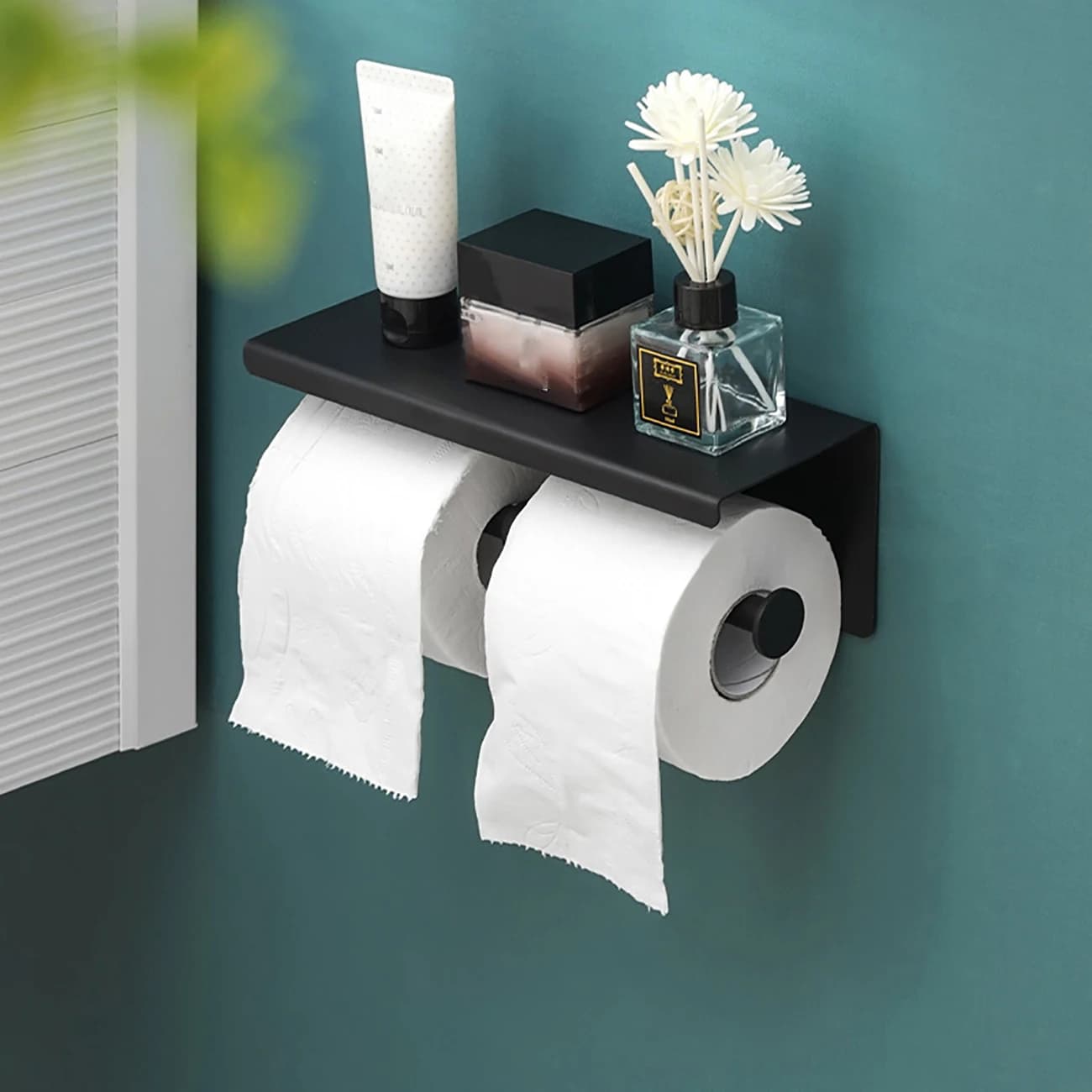 ​ ​ Porta carta igienica da parete in acciaio inossidabile da 1 pezzo, installazione gratuita/foratura, per cucina/bagno/doccia/hotel/appartamento ​