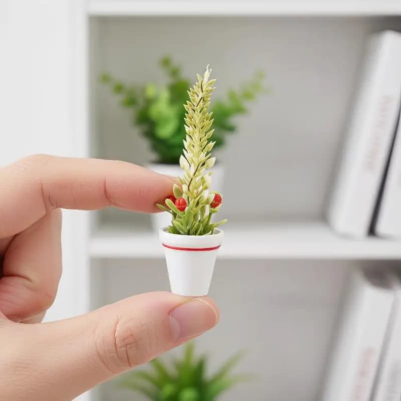 Mini Christmas Potted Tree Model 1/12 Dollhouse Artificial Plant Decor Ornament Dollhouse Home Scene Ornaments Photo Props