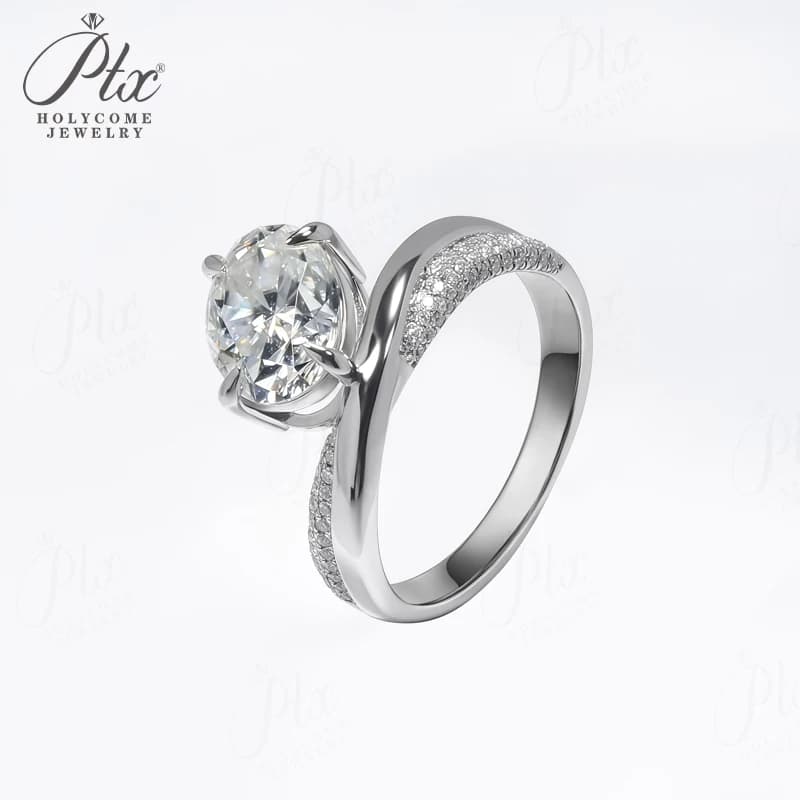 Customized Rings Oval Shape 2CT Moissanite Arrow Cut 925 Sterling Silver Wedding Band Premium Quality Unique Anniversary Gift