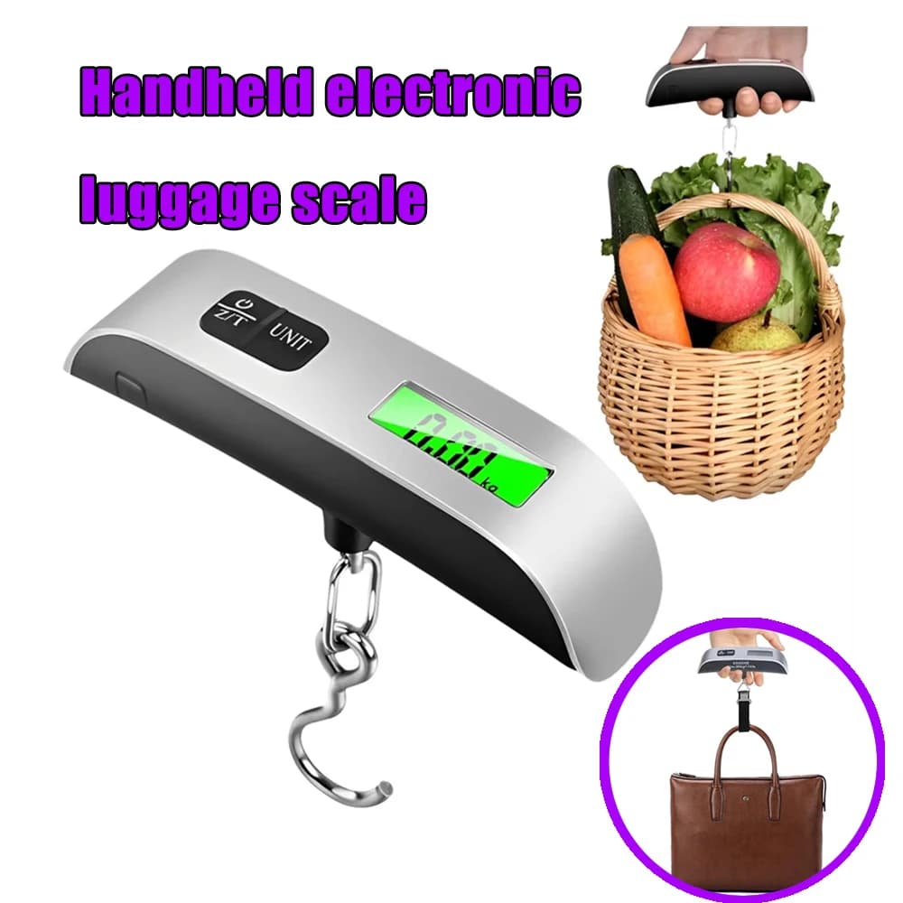 Bilancia per Bagagli 110lb 50kg Digitale Portatile con Display LCD per Valigie da Viaggio
