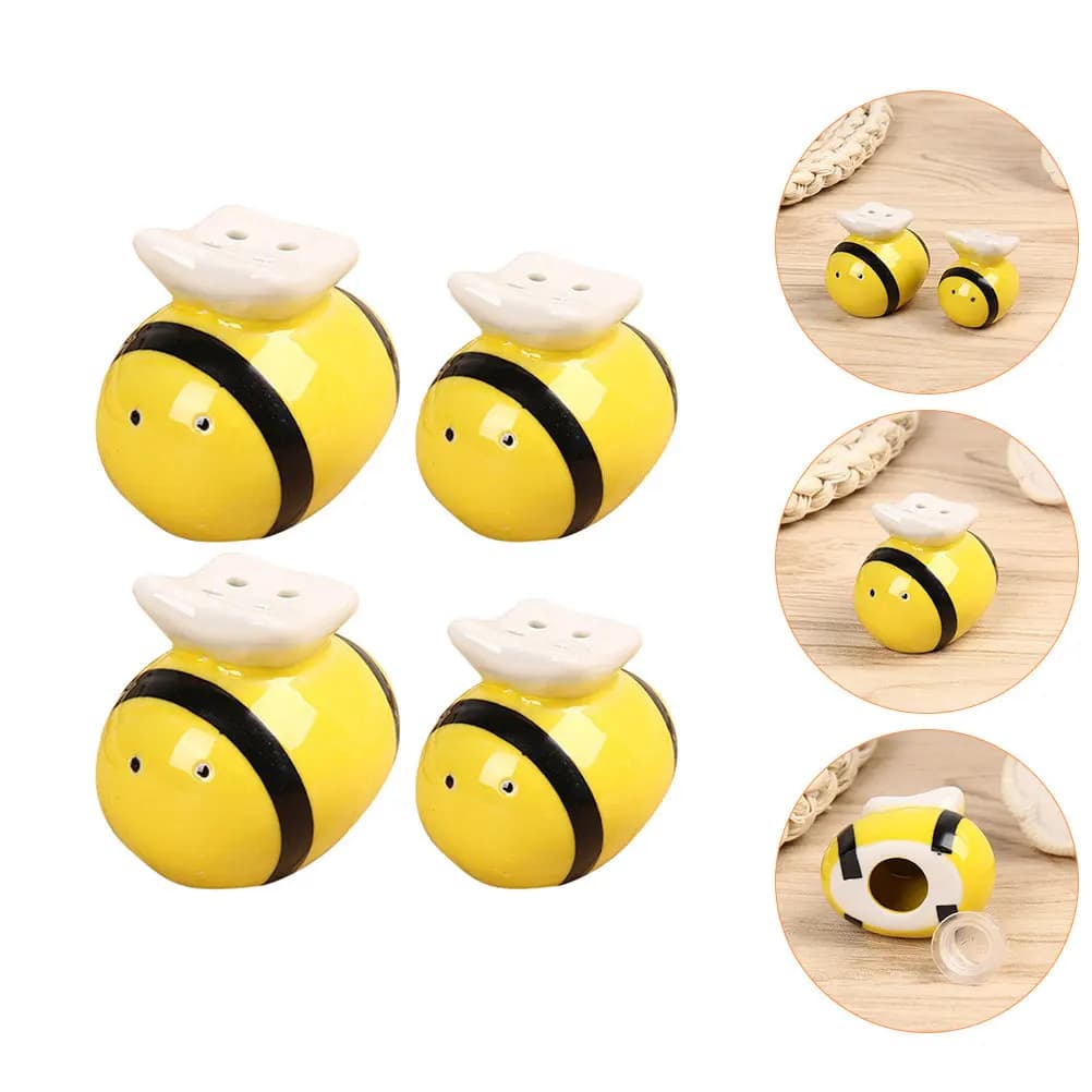 Set di 4 Dispenser in Ceramica per Sale e Pepe, Contenitori per Spezie da Cucina, Dispenser per Polveri