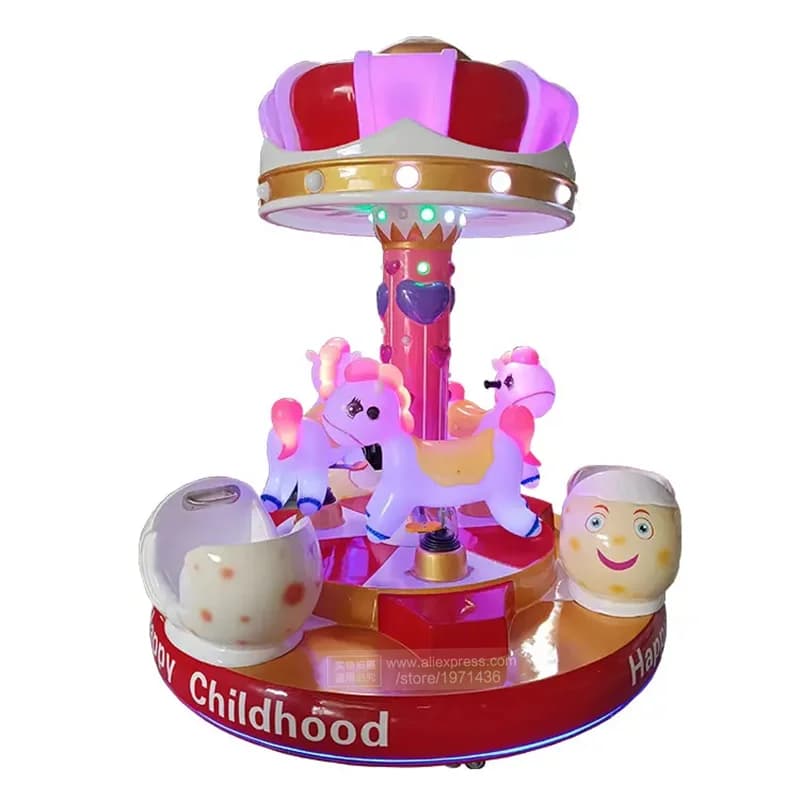 Giostre per bambini a 6 posti Mini Horse Kiddie Rides Parco divertimenti Fiera Merry Go Macchina da gioco arcade rotonda per centri commerciali