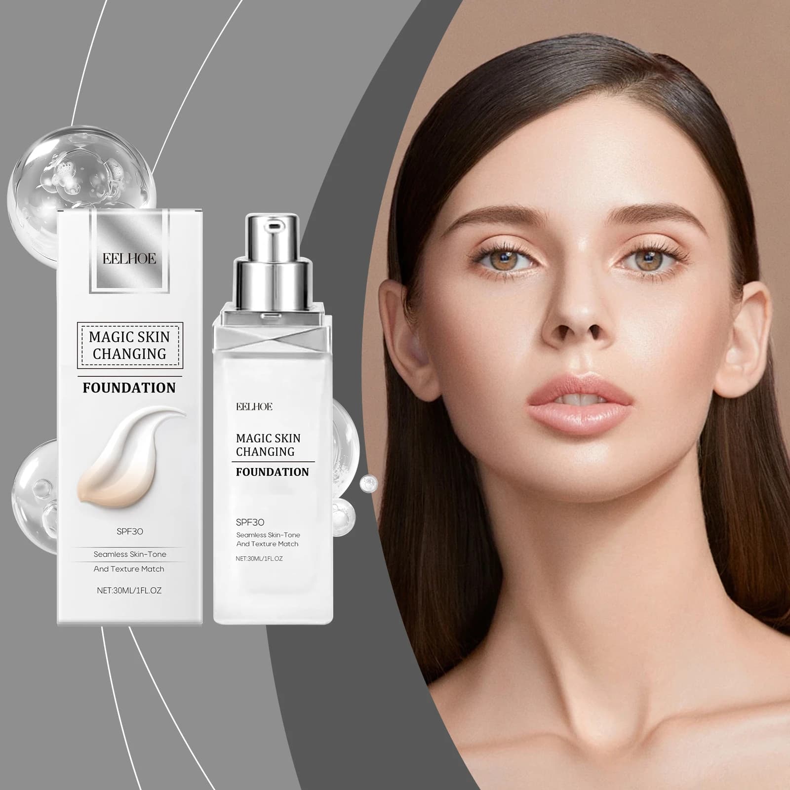 Fondotinta liquido a lunga tenuta che cambia colore in base alla temperatura, leggero, idratante, chiaro e illuminante per la pelle, effetto opaco a lunga durata