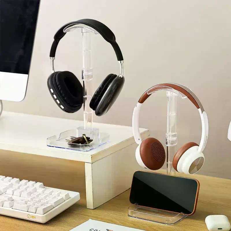 1pc Headphone Stand With Base Universal Headphone Stand Hanger Transparent Headset Storage Rack Multi-Function Detachable Stand
