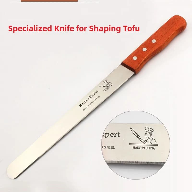 Tofu Knife with Stainless Steel Long Handle, Kitchen Tools for Cutting Bean Products, Fai-da- Stamp Blade ♪