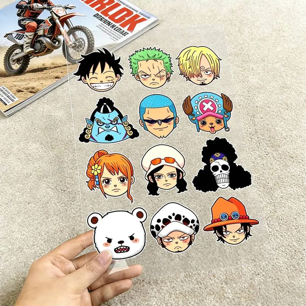 Adesivi Riflettenti Impermeabili One Piece di Monkey D. Luffy per Moto, Casco, Scooter, Serbatoio Carburante, Cassetta degli Attrezzi, Corse