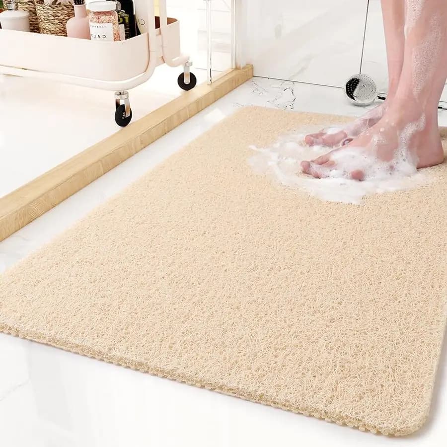 Tappetino per vasca da bagno, 24x35 pollici, Tappetini per doccia per vasca da bagno, Tappetini da bagno in luffa PVC per aree bagnate, Asciugatura rapida