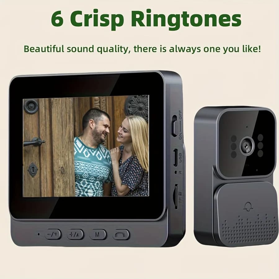 Video Doorbell with 4.3 Inch Monitor, No WiFi No App Needed, Two-Way Audio, Night Vision, Easy Install for Home