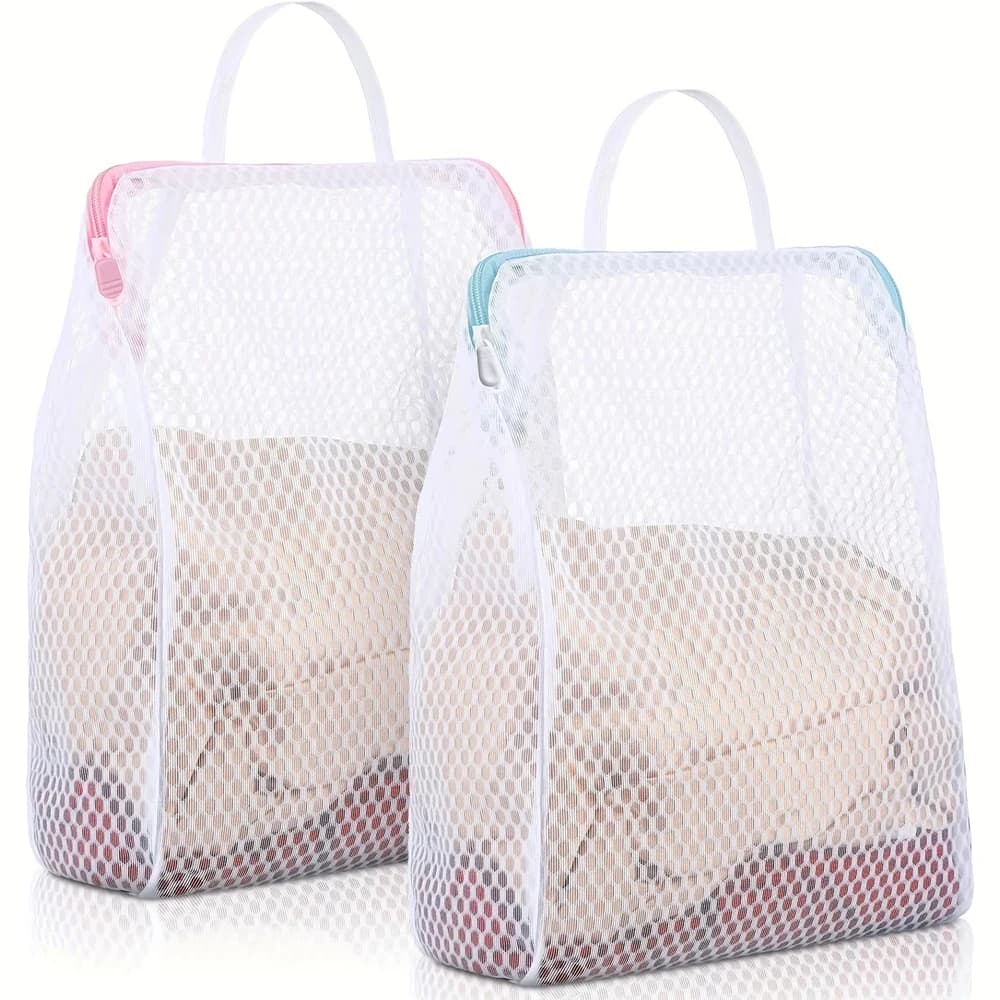 Resistente borsa per biancheria quadrata realizzata in rete di poliestere intrecciato, con cerniera e maniglia, perfetta per calzini, biancheria intima e abbigliamento da viaggio, ideale per la stagione di laurea e il ritorno a scuola, e ottima anche per l'estate.