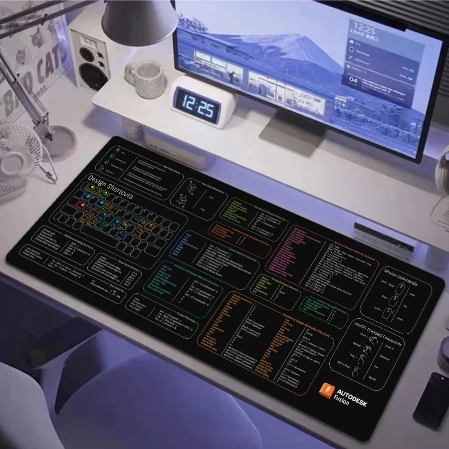Tappetino per Mouse da Gaming Autodesk Fusion con Tasti di Scelta Rapida XXL Accessori per Gamer Tappetini per Tastiera Tappetino per Mouse da Scrivania Grande Tappetino per Mouse Anime